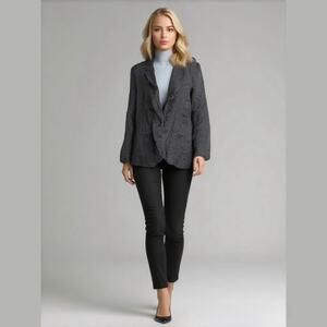 Johnston & Murphy Silky Animal Print Blazer Black Jacquard One-Button S NWT